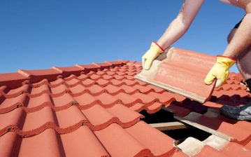 A roof being repaired